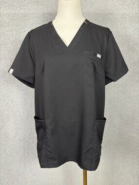 NiaaHinn Women's Black V-Neck Scrub Top With Pockets Size Large New Without Tags